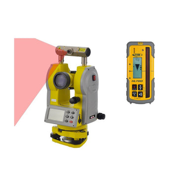 Bear rotating laser theodolite with reciever yellow items on while background